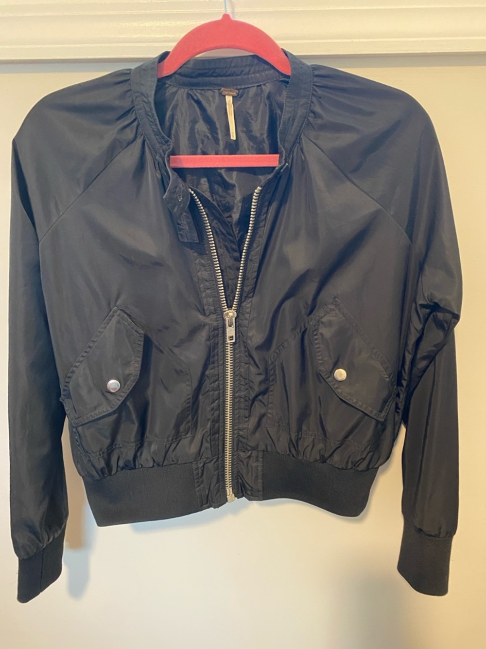 Free People Black Bomber Style  Jacket super soft and lightweight